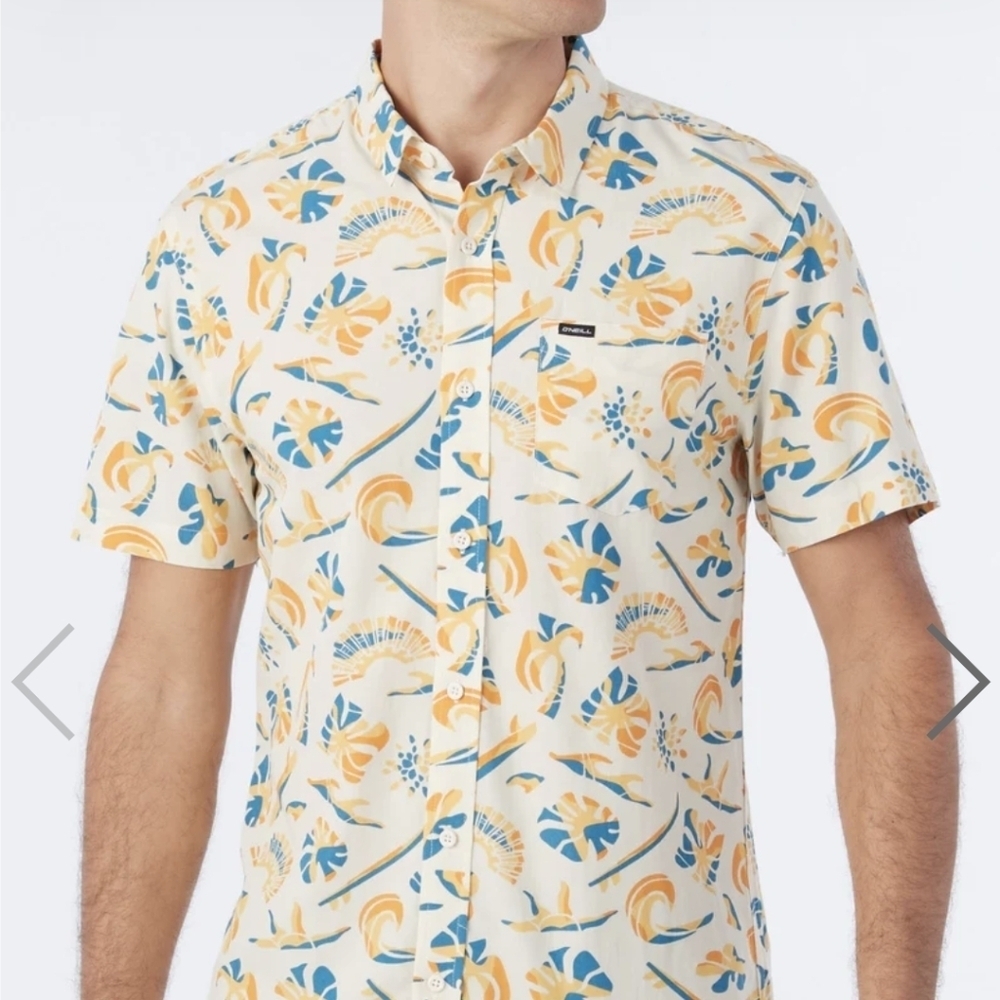 New O'Neill Cotton Shirt Oasis Tropical Short Sleeve Modern Fit  Sz XL or XXL - Picture 7 of 14